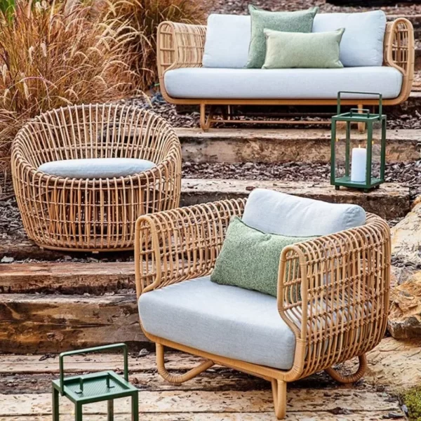 Nordic outdoor rattan sofa combination patio waterproof balcony garden villa outdoor rattan furniture leisure rattan chair - Image 3