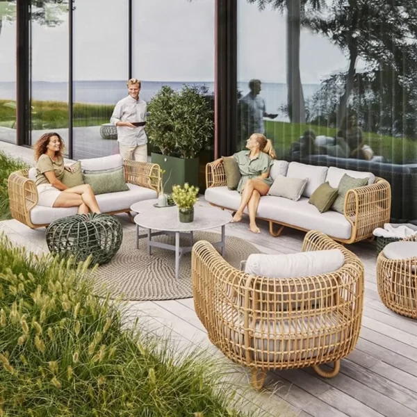 Nordic outdoor rattan sofa combination patio waterproof balcony garden villa outdoor rattan furniture leisure rattan chair