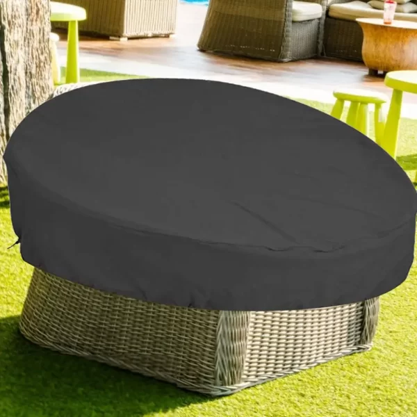 Outdoor Waterproof Daybed Cover Round Sofa Dust Cover Rain Snow Cover Garden Patio Furniture UV Fade Sofa Chair Protection Cover