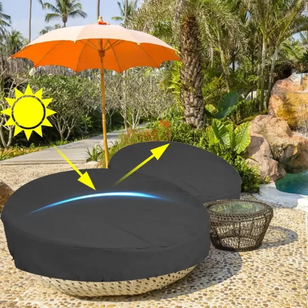 Outdoor Waterproof Daybed Cover Round Sofa Dust Cover Rain Snow Cover Garden Patio Furniture UV Fade Sofa Chair Protection Cover - Image 4