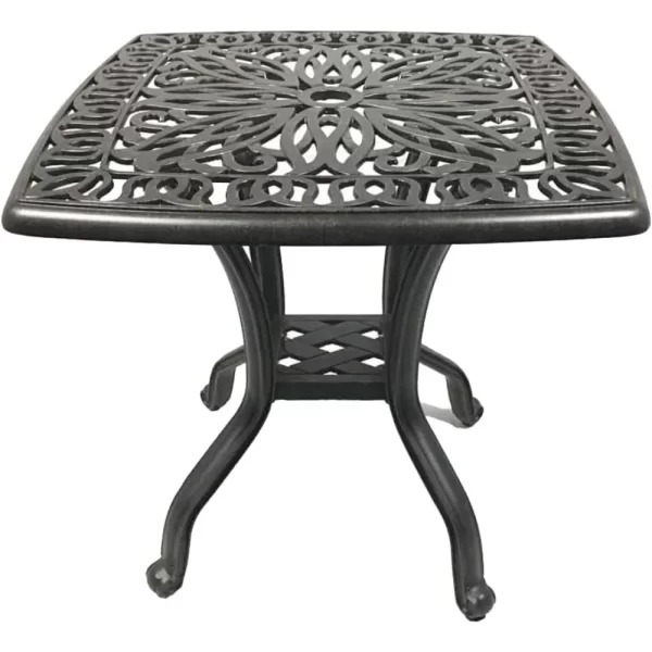 Cast Aluminum Patio Furniture End Table, Mid-Century Modern Table with Round Corners for Living Room, Cafe and Home Office