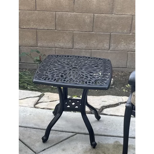 Cast Aluminum Patio Furniture End Table, Mid-Century Modern Table with Round Corners for Living Room, Cafe and Home Office - Image 2