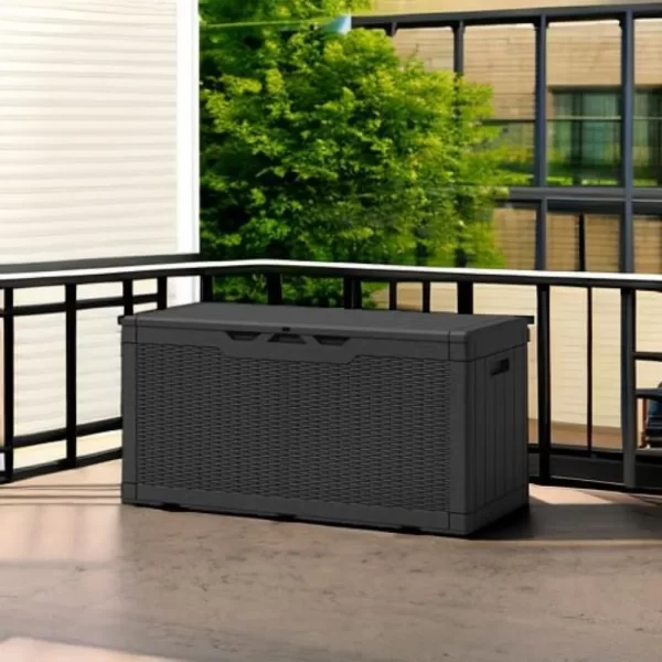 100 Gallon Resin Deck Box, Waterproof Large Outdoor Storage Box for Patio Furniture and Garden Tools - Image 5