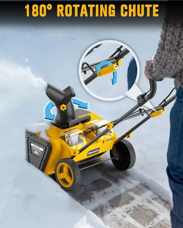 Cordless Snow Blower Compatible with Dewalt 20V Max Battery, 2 x 20V Snow Thrower with Brushless, 20" Electric Snow - Image 5