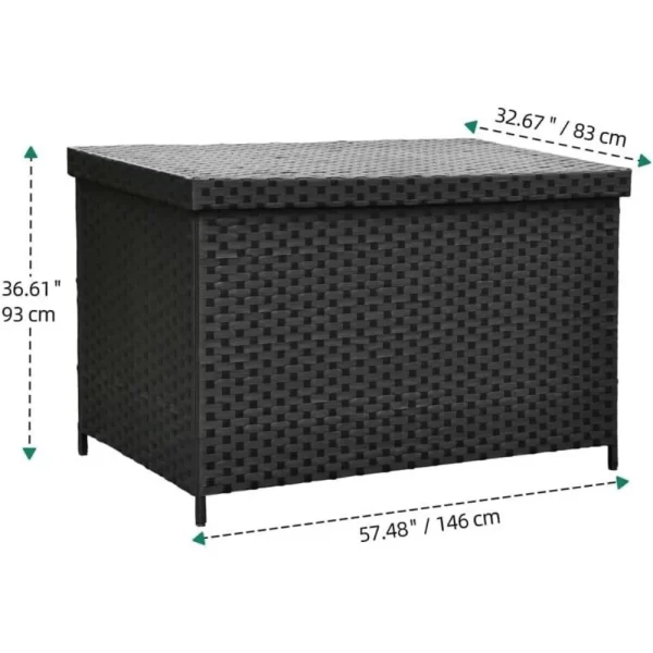 230 Gallon Wicker Deck Box, XXL All-Weather Outdoor Storage Box, Rattan Storage Bin for Patio Furniture, Outdoor Cushions - Image 4