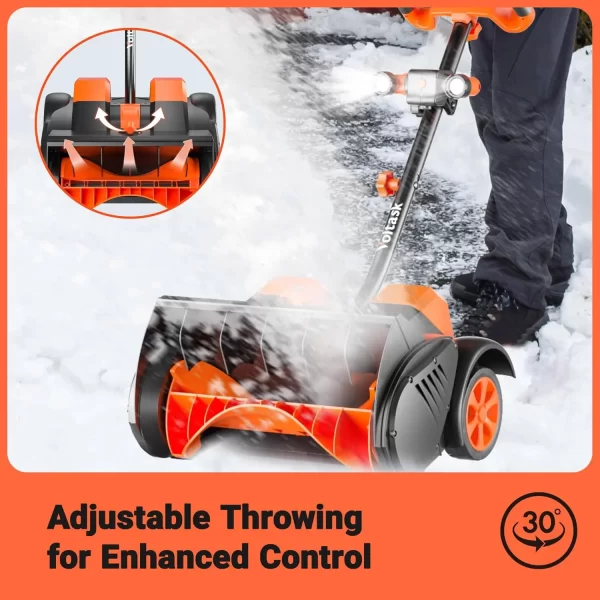 Snow Shovel with Wheels, 48V | 16-Inch | 4-Ah Brushless Cordless Snow Blower, Battery Snow Blower